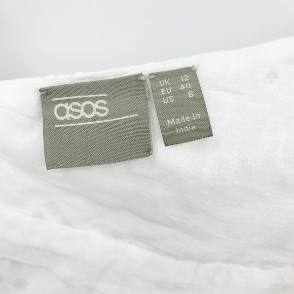 ASOS Palm Broderie Wrap Halter Mini Sundress White - Picture 8 of 8